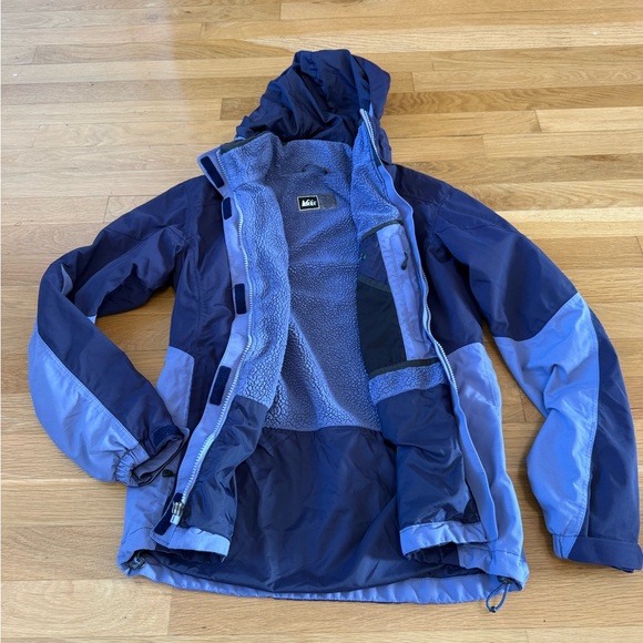 REI Elements Women’s XS Insulated Hooded Jacket - Purple/Blue - Fleece Lined - Picture 2 of 10
